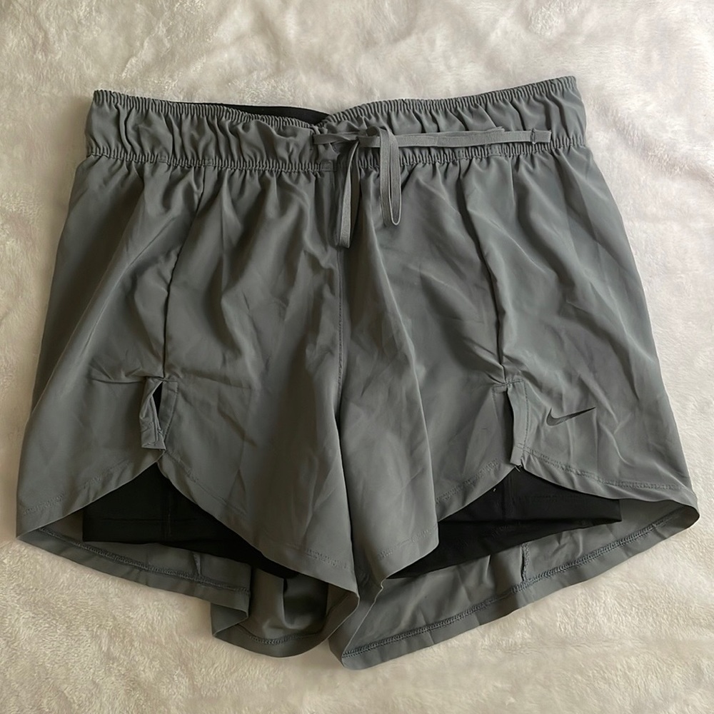 Nike Gray Shorts with Black Biker Shorts Underneath  Size S